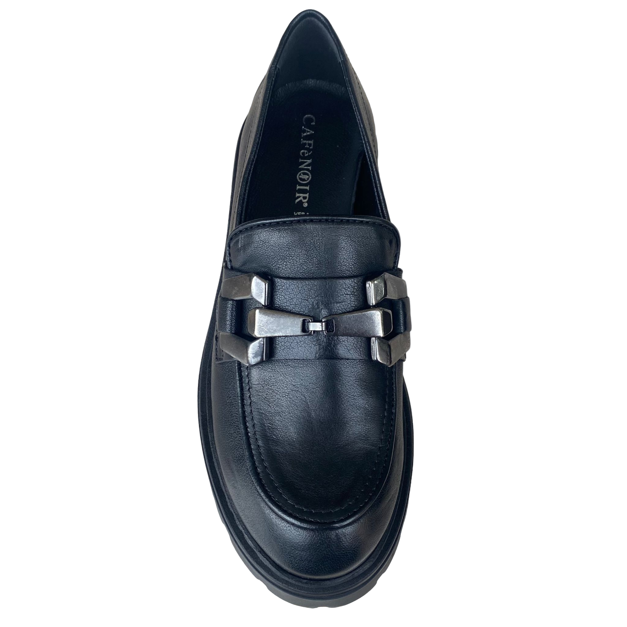 CafèNoir women's leather moccasin shoe with clamp c1FM2011 N001 black
