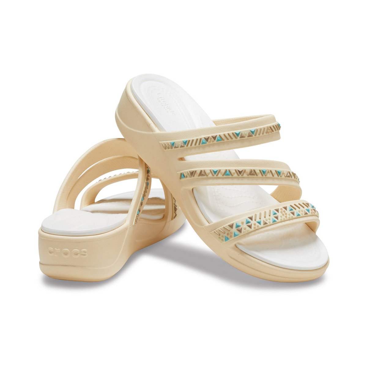 Crocs women's sandal Boca Medallion Strappy Wedge W207431-108 vanilla