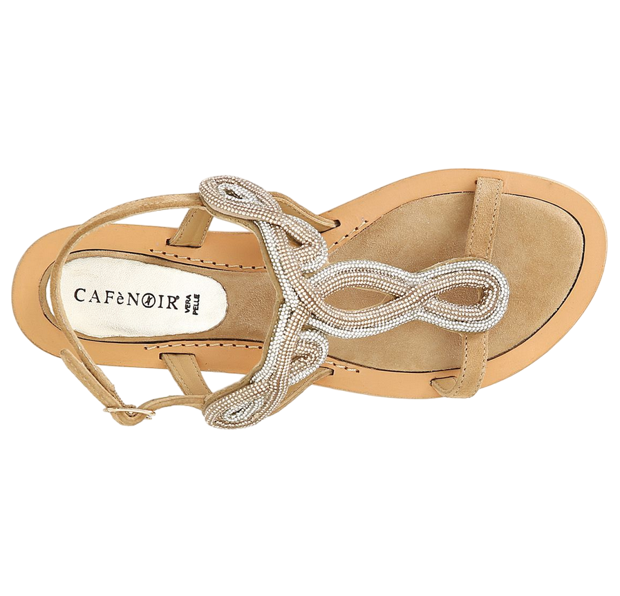 CafèNoir Suede sandal with rhinestones C1GC5013 M007 leather
