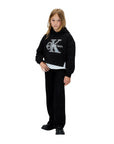 Calvin Klein Felpa con Cappuccio Unisex Junior Festiva Grafica Pile IG0IG03018BHE Nero - vista frontale