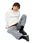 Calvin Klein Felpa con Cappuccio Unisex Junior Festiva Grafica Pile IG0IG03018PGB Panna - vista principale