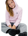 Calvin Klein Felpa con Cappuccio Unisex Junior IU0IU00712BEH rosa - vista logo