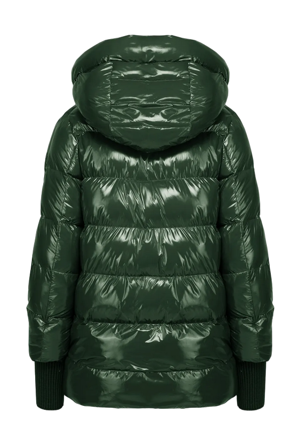 Censured Giacca piumino sintetico con cappuccio da donna in nylon lucido JW C037 T GNY3 370 verde oceano