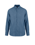 Censured camicia da uomo a maniche lunghe in lino Button Down SMC230TLCT5 26 blu indaco