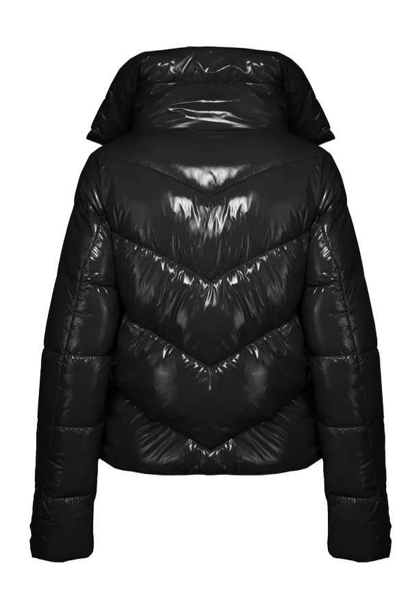 Censured women's jacket with shiny nylon and wide collar JW C013 T GNY3 90 black