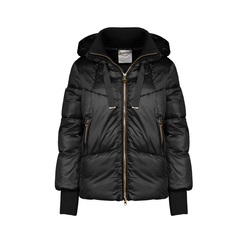 Censured giacca in piumino da donna con inserto a coste in maglia JWC010TNTT3 90 nero