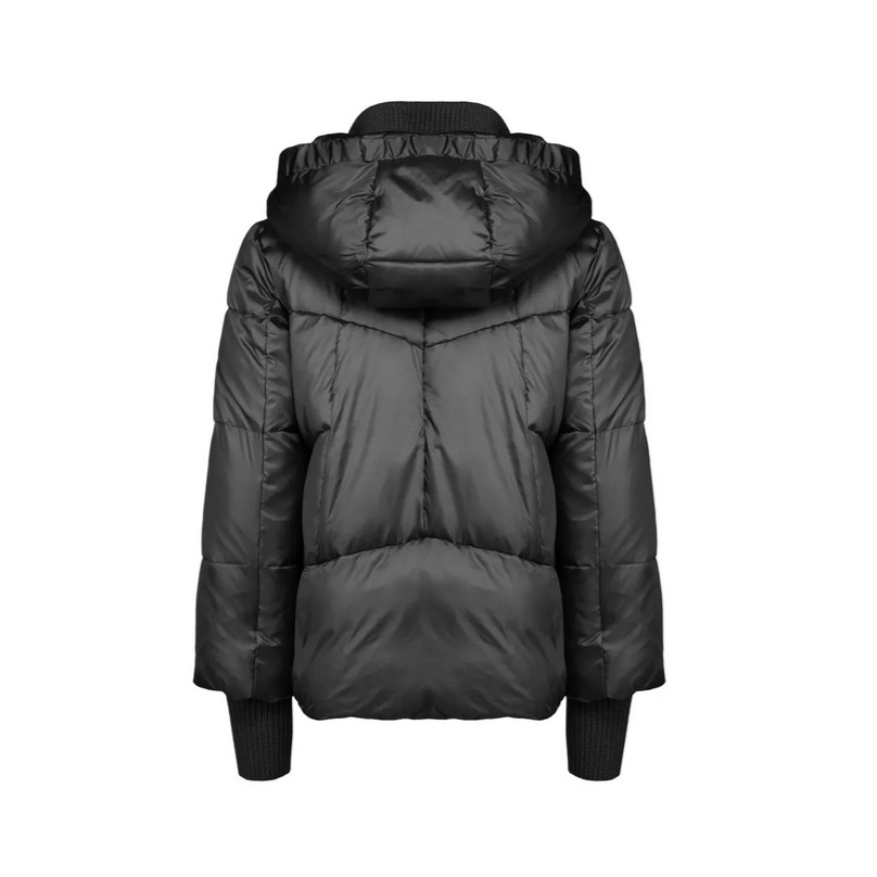 Censured giacca in piumino da donna con inserto a coste in maglia JWC010TNTT3 90 nero