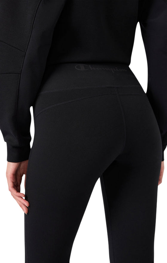 Champion Leggings Flare da donna 118359_KK001 nero - logo