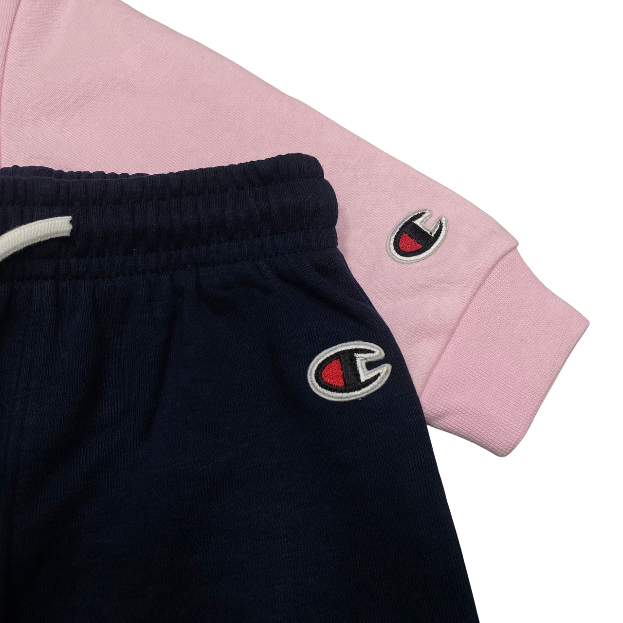 Champion tuta sportiva da bambina con felpa girocollo con ricamo 307054 PS195 rosa-blu