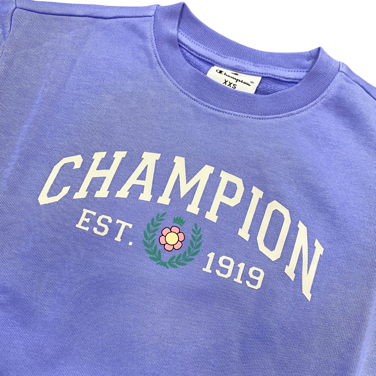 Champion tuta sportiva da bambina con felpa girocollo e leggings 405120 VS097 violetto-blu