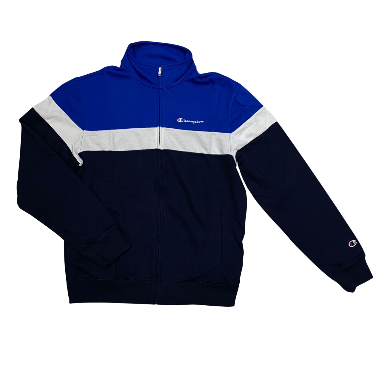 Champion tuta sportiva da uomo in cotone garzato cerniera intera 220813 BS501 azzurro-blu