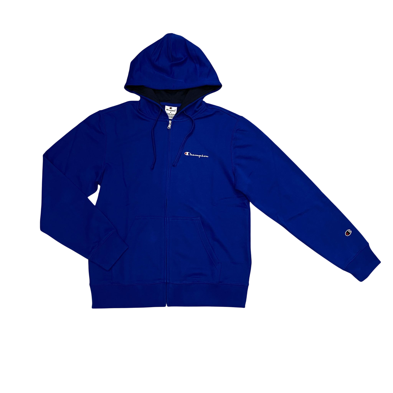 Champion tuta sportiva da uomo in cotone garzato con cappuccio e cerniera intera 221166 BS008 azzurro-blu