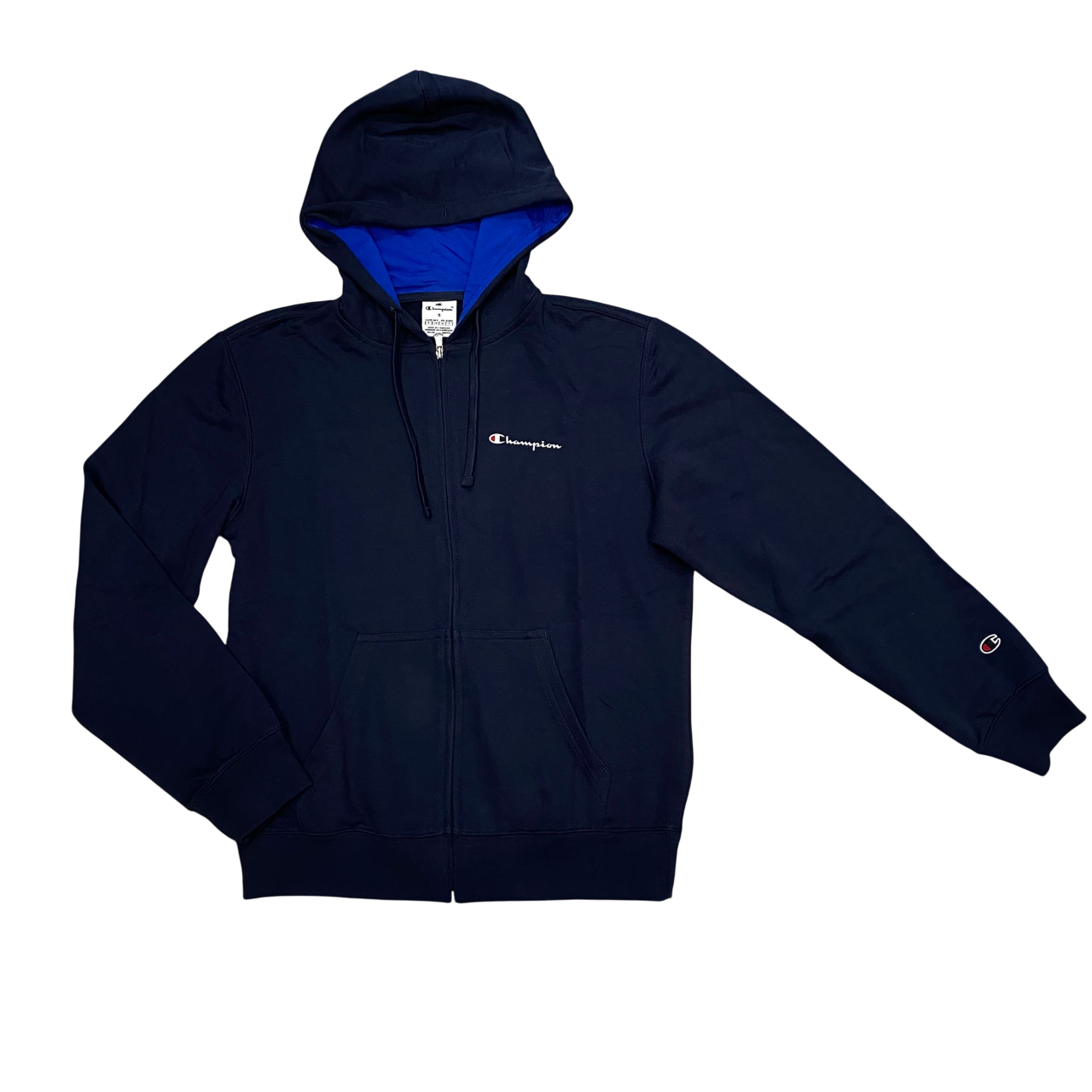 Champion tuta sportiva da uomo in cotone garzato con cappuccio e cerniera intera 221166 BS501 blu