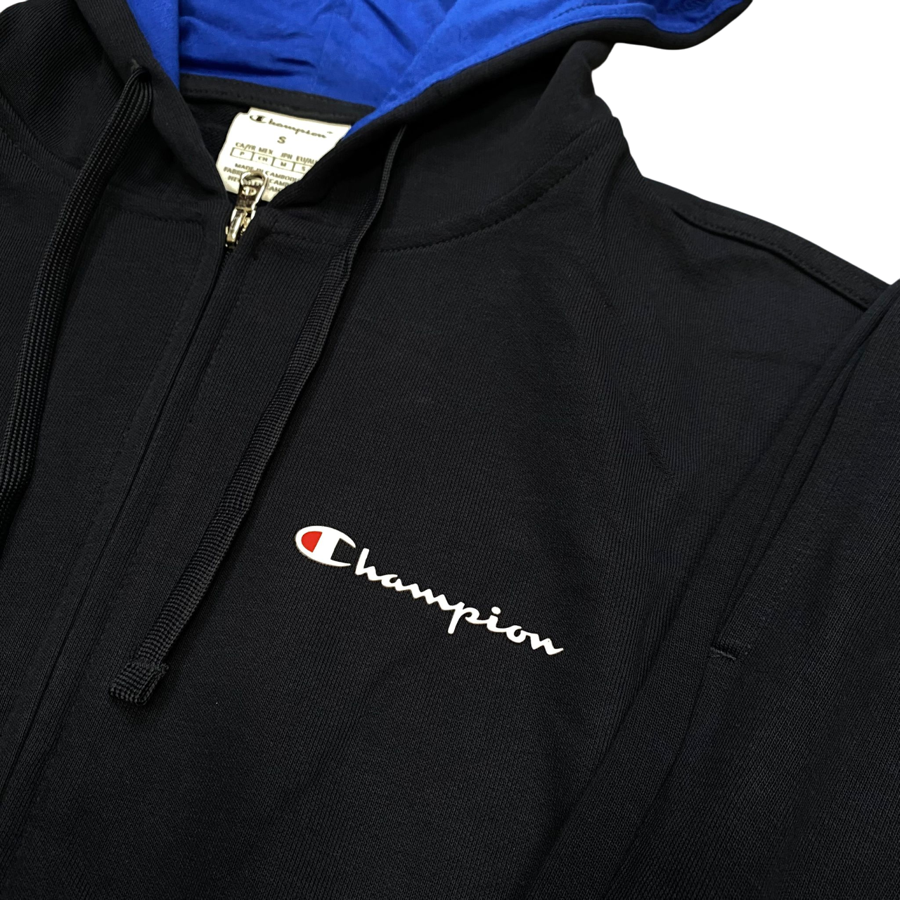 Champion tuta sportiva da uomo in cotone garzato con cappuccio e cerniera intera 221166 BS501 blu
