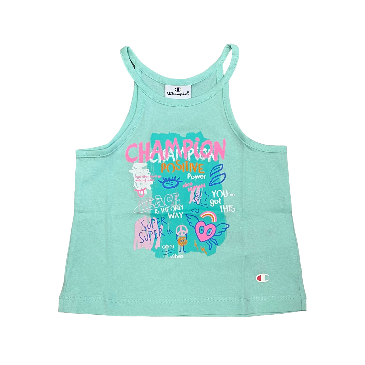 Champion girl's set with tank top and shorts 404930 GS009 aqua green