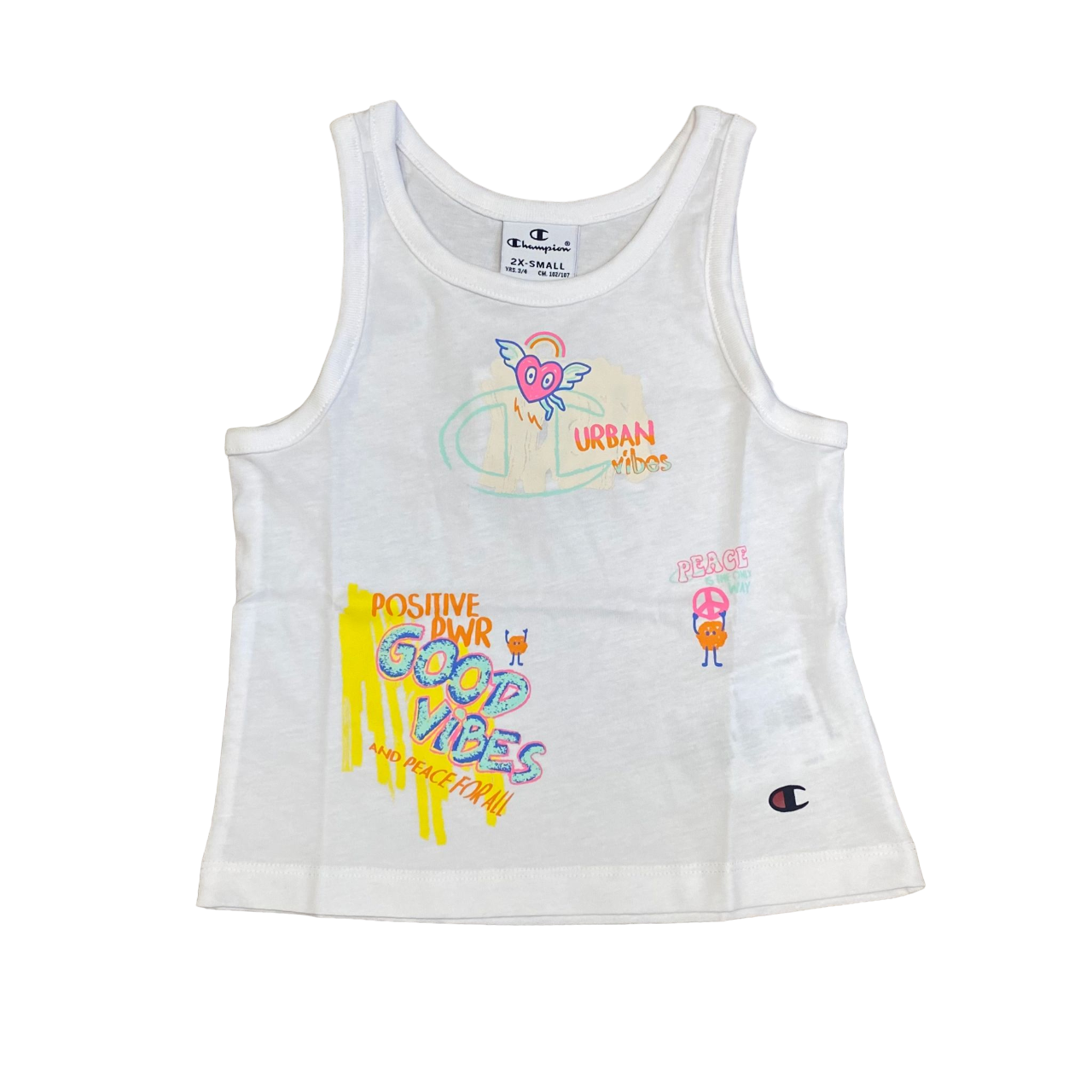 Champion girl's set with tank top and shorts 404931 WW001 white-water green