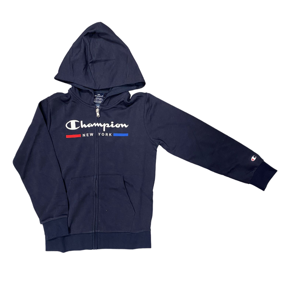 Champion felpa con cappuccio e cerniera intera da ragazzo 306691 blu