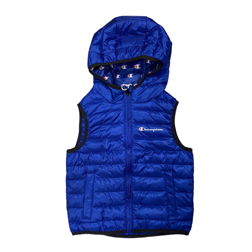 Champion giubbino smanicato con cappuccio da bambino 306774 blu oltre mare