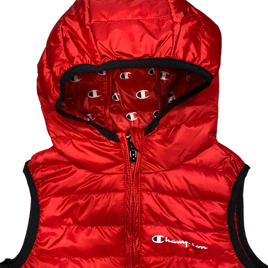 Champion giubbino smanicato con cappuccio da bambino 306774 rosso