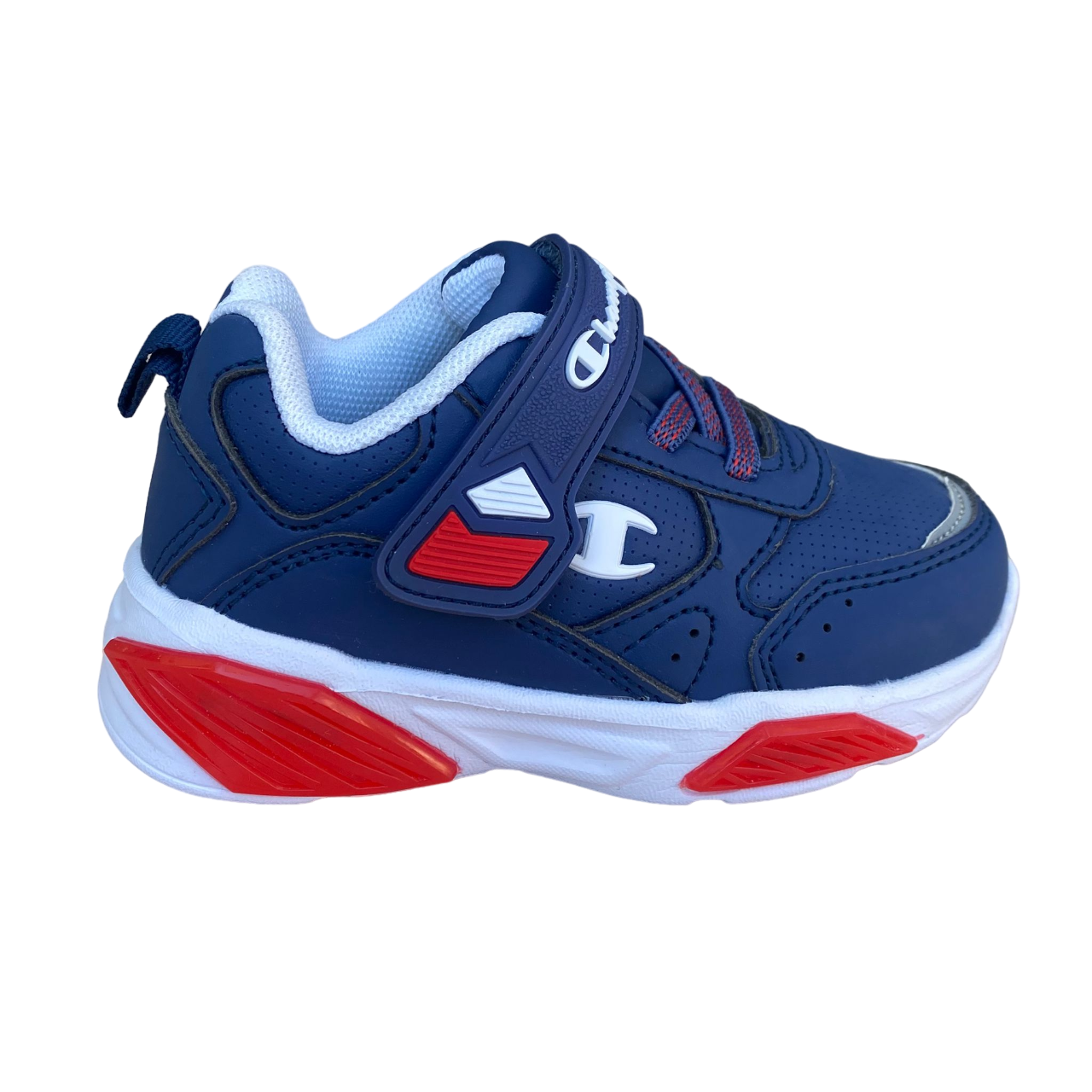 Champion scarpa da ginnastica con laccio elastico e velcro Low Cut Wave S32129 RBL blu-rosso