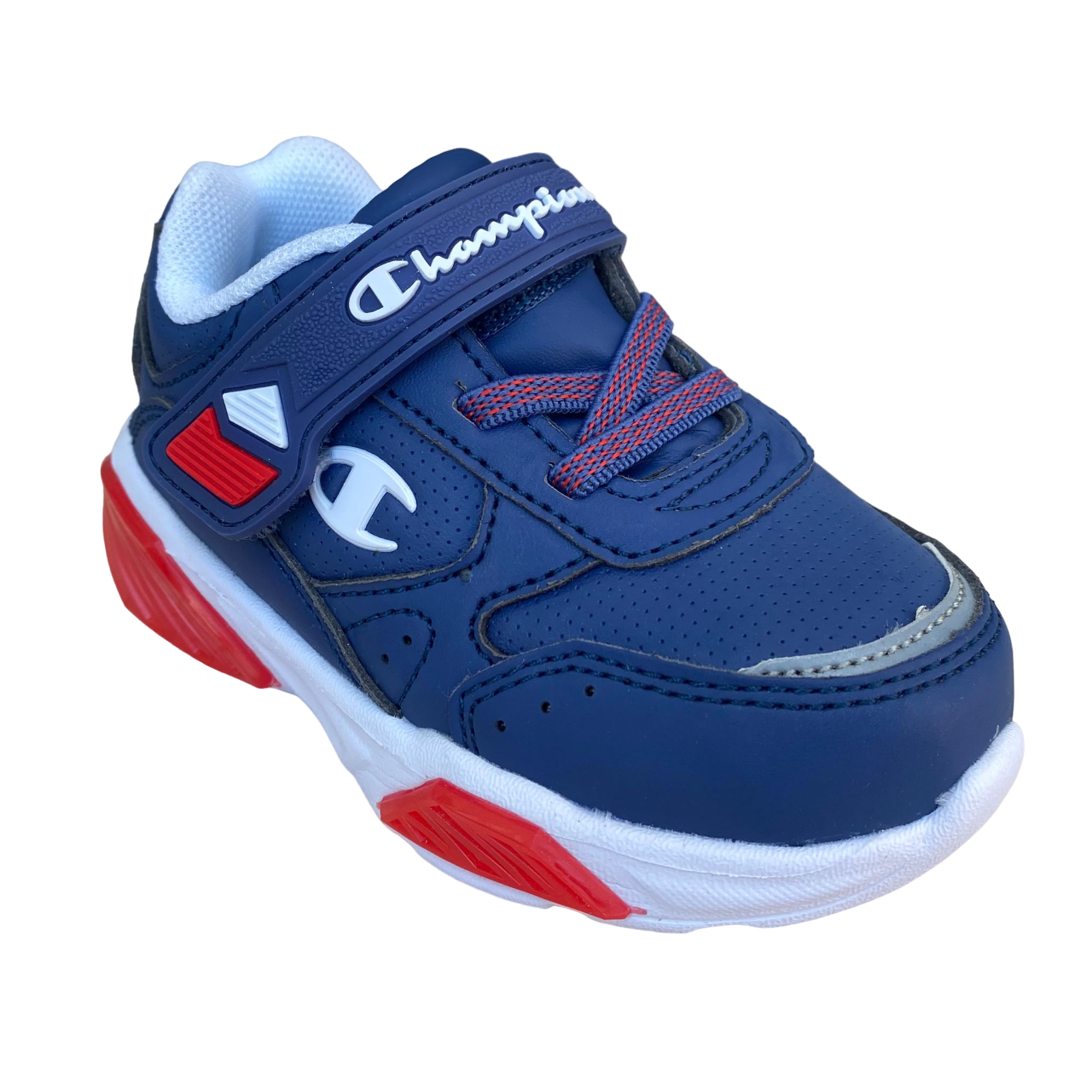 Champion scarpa da ginnastica con laccio elastico e velcro Low Cut Wave S32129 RBL blu-rosso