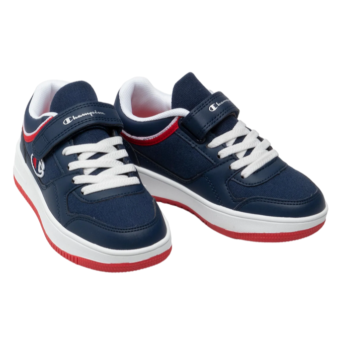 Champion scarpa da ginnastica da bambino con laccio elastio e velcro Low Cut New Rebound S31755 blu