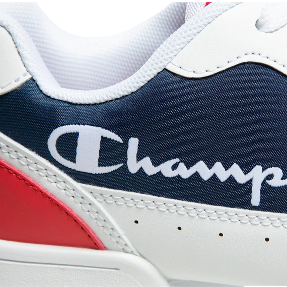 Champion scarpa sneakers da bambino con laccio elastico e velcro Low Cut Court S31924 bianco-blu