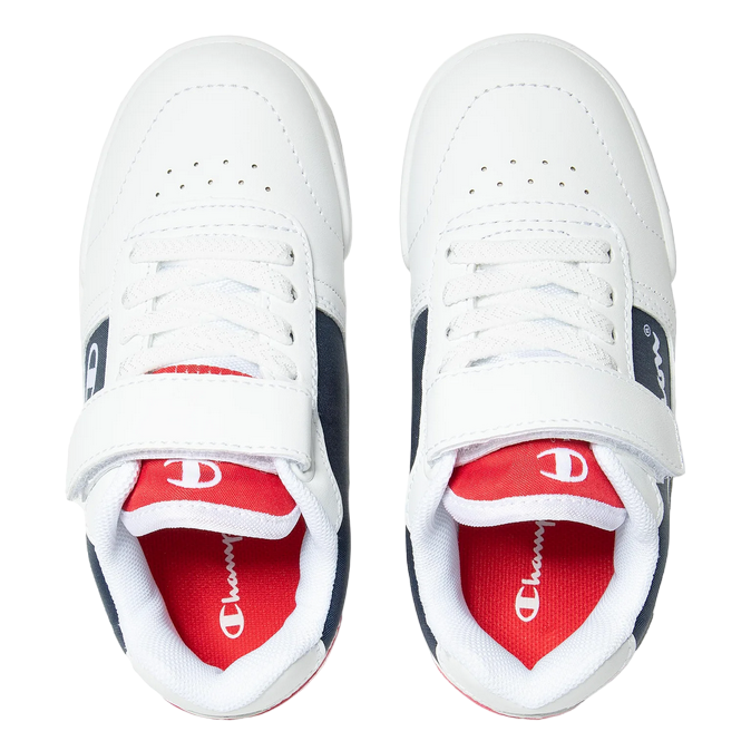 Champion scarpa sneakers da bambino con laccio elastico e velcro Low Cut Court S31924 bianco-blu