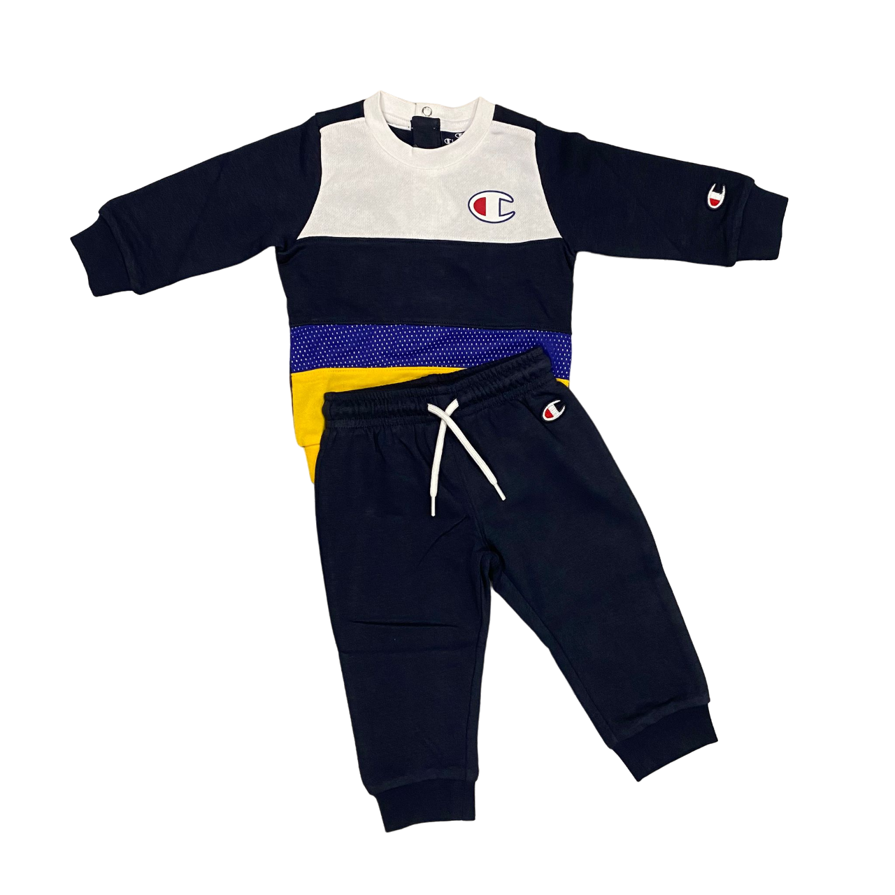 Champion tuta da bambino girocollo 306789 BS501 blu-bianco-giallo