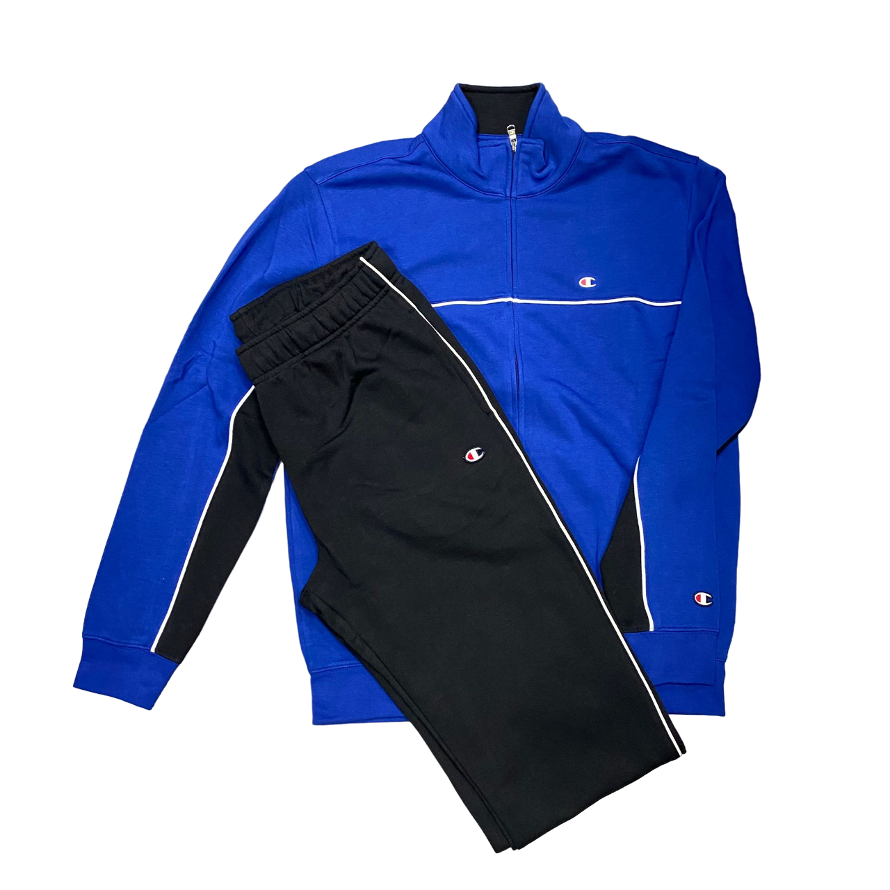 Champion tuta sportiva da uomo in cotone garzato 219942 azzurro blu