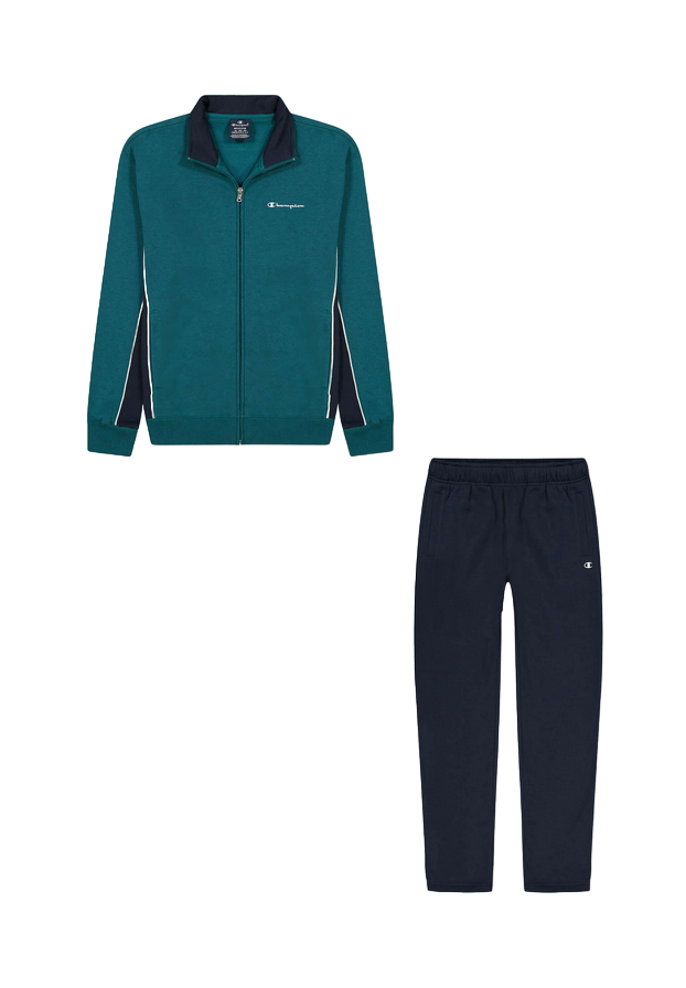 Champion tuta sportiva in cotone felpato da uomo 219393 DEL/NNY verde-blu