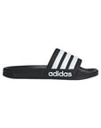 Ciabatte Adidas GZ5922 nere con strisce bianche, design unisex per mare e piscina