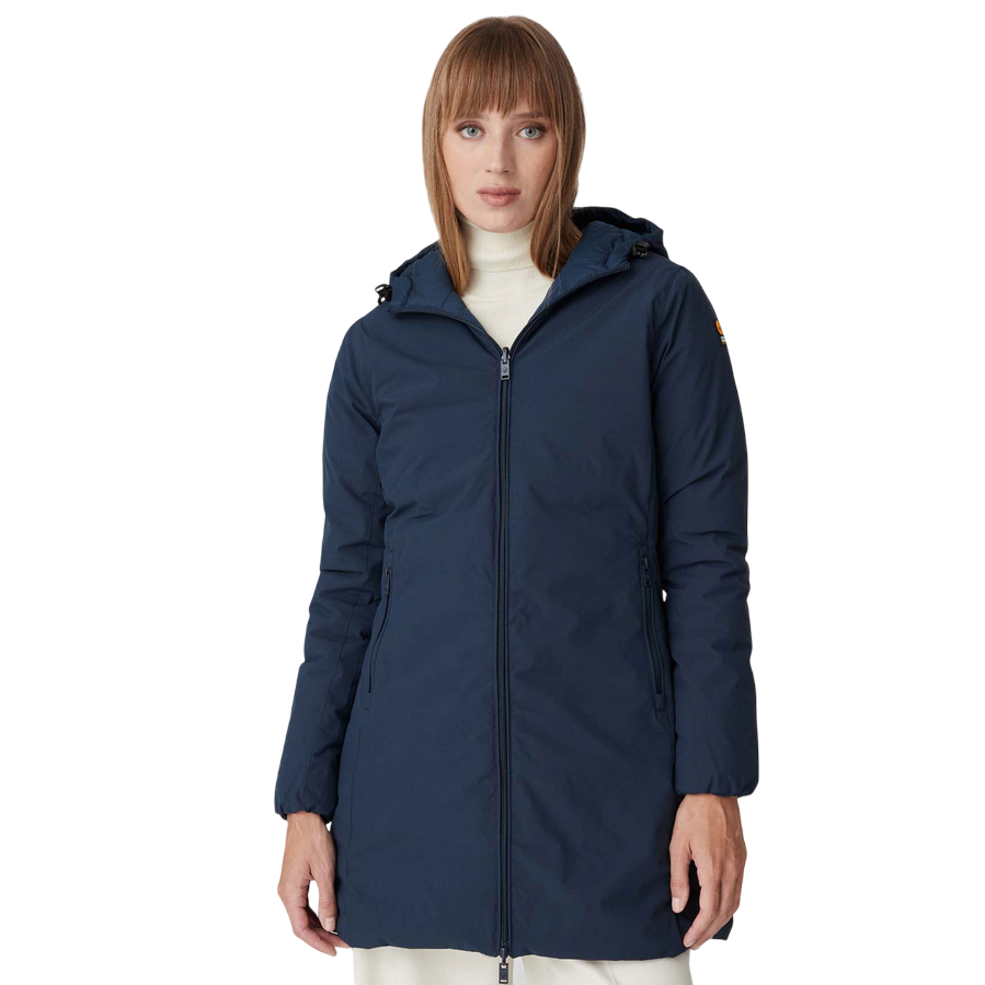 Ciesse Piumini Giacca da donna con cappuccio linea sfiancata e reversibile Jusy blu