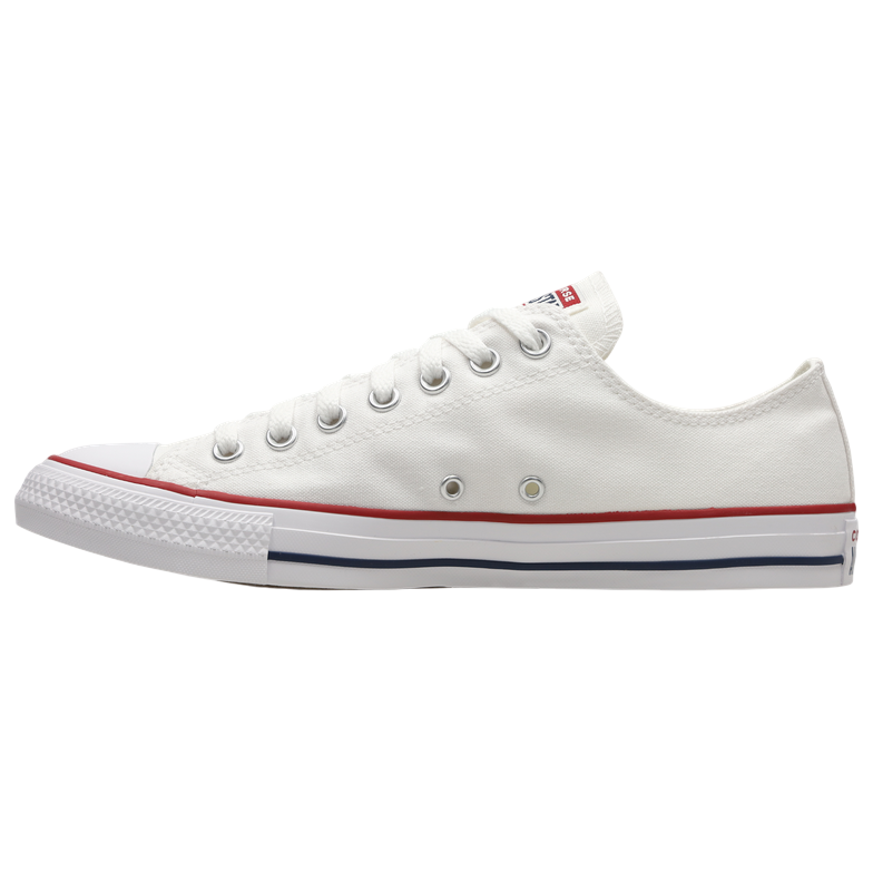Sneakers Converse All Star Chuck Taylor OX M7652C bianche unisex in tela canvas con design basso low-top, vista laterale esterna