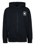 Felpa Converse 9CF391-023 nera con cappuccio e cerniera zip per bambino, hoodie in jersey confortevole con tasche a scivolo e taglio dritto per look casual sportivo, vista frontale