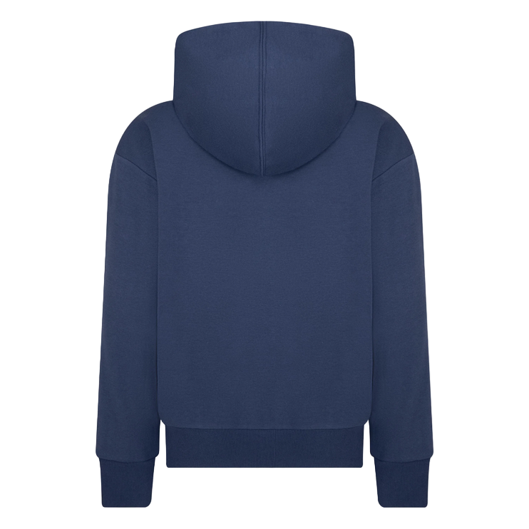 Felpa Converse Junior 9CF391-BFK blu con cappuccio e cerniera zip per ragazzi, hoodie in jersey confortevole con tasche a scivolo e taglio dritto per look casual sportivo, vista posteriore