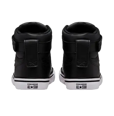 Sneakers Converse Pro Blaze Junior A01072C nere alte in pelle con chiusura velcro e laccio elastico per ragazzi, scarpe sportive comode e resistenti, vista posteriore
