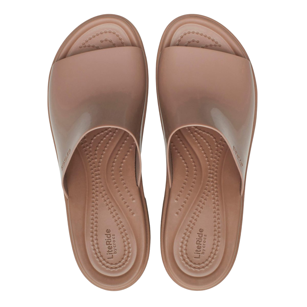 Crocs sandalo da donna con tacco Brooklyn Slide High Shine Heel 209709-2Q9 latte