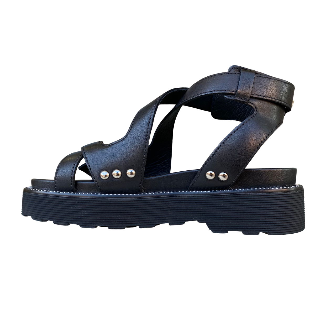 Cult sandalo alla caviglia da donna con fasce incrociate e due fibbia Ziggy 4472 nero