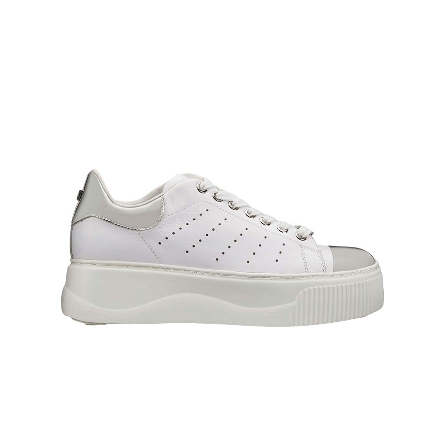 Cult scarpa sneakers da donna in pelle con zeppa Perry 3162 Low CLW316207 bianco argento