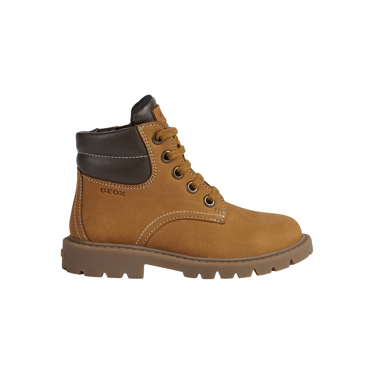 Geox stivaletto boscaiolo da bambino Shaylax in pelle nabuk J16FAB 032BC C0930 r giallo-marrone