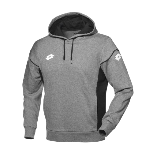 Felpa Lotto Stars Evo R9773 nero-grigio junior con cappuccio, tecnologia evoluta per comfort premium durante sport e lifestyle