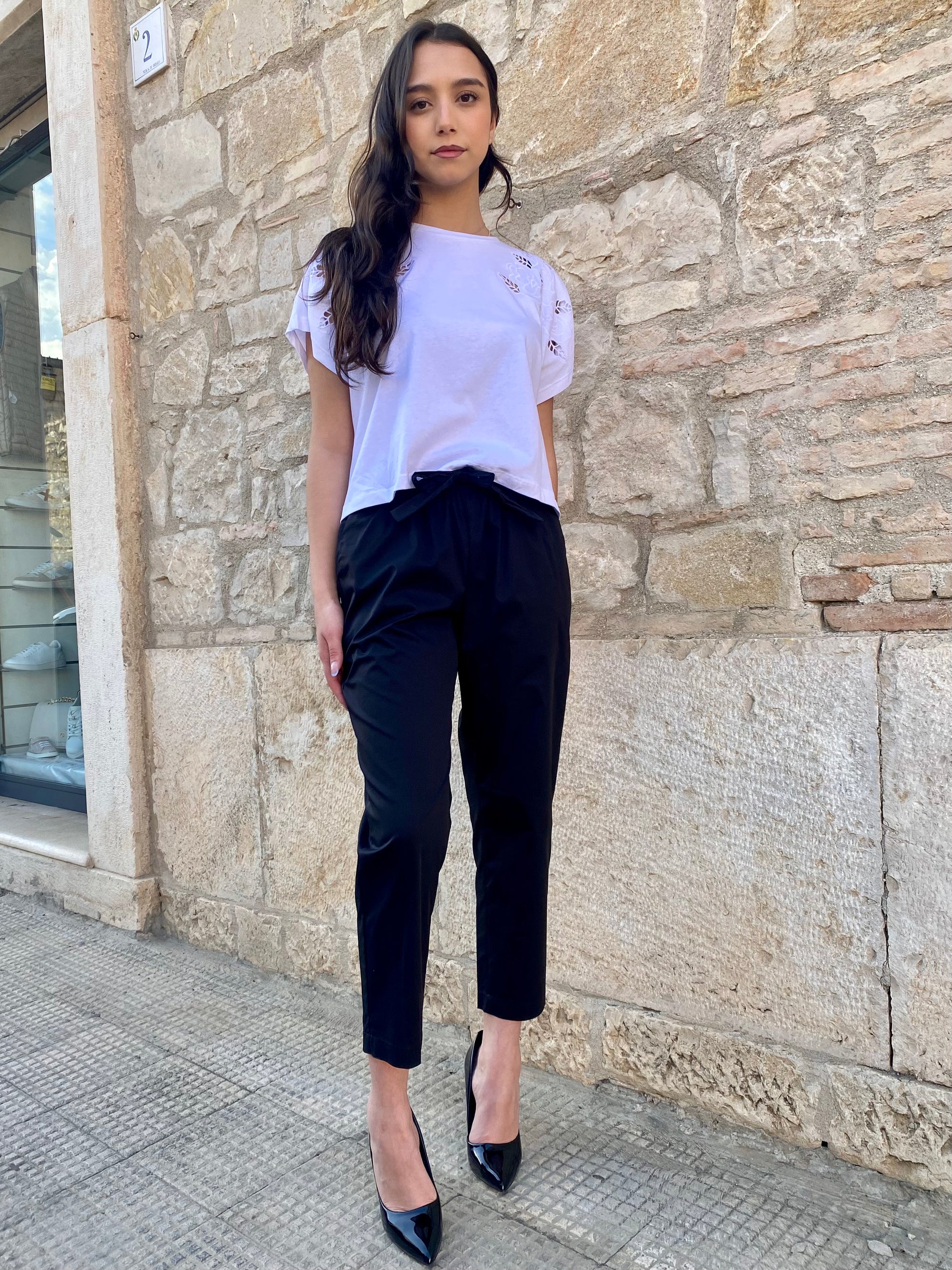 Fly Girl pantalone comodo con elastico in vita 31021/01 nero