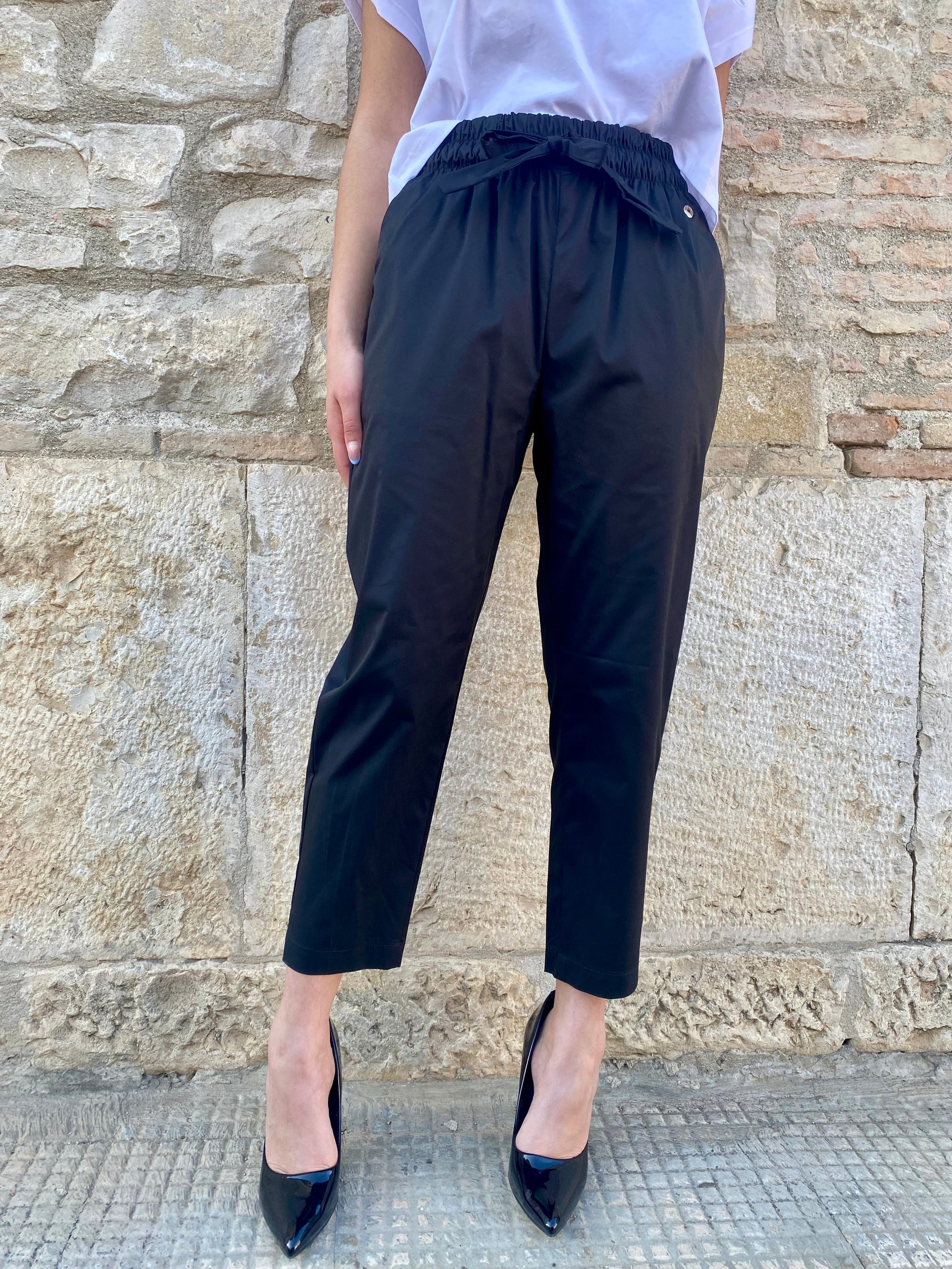 Fly Girl pantalone comodo con elastico in vita 31021/01 nero