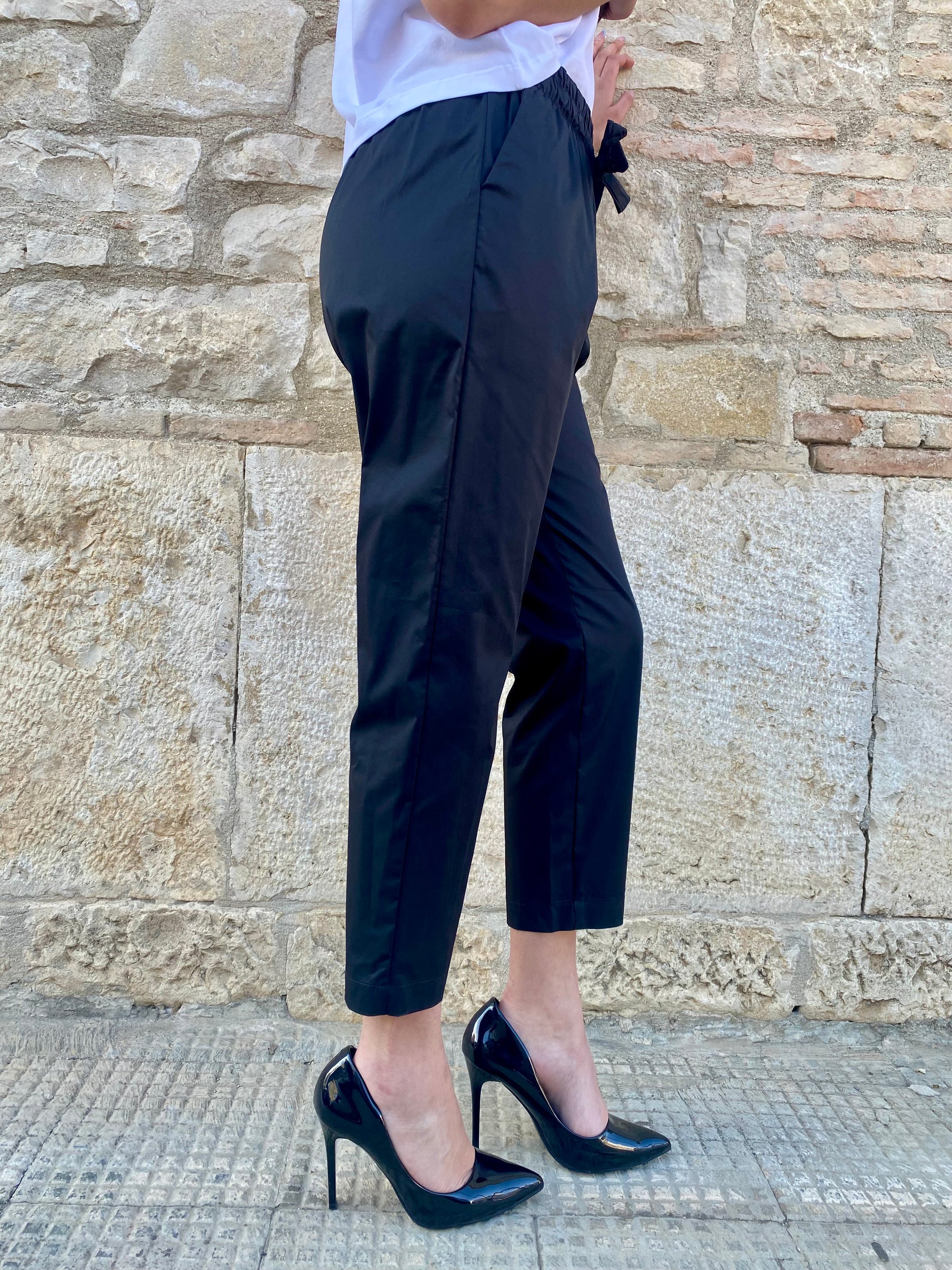 Fly Girl pantalone comodo con elastico in vita 31021/01 nero