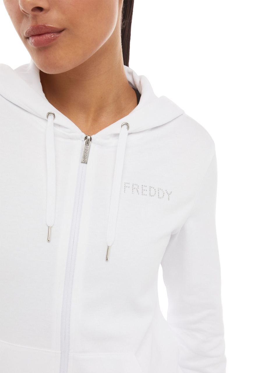 Freddy tuta sportiva da donna con cappuccio S4WTRK7 WN bianco nero