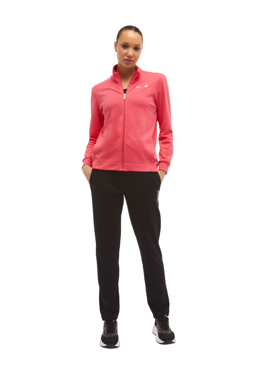 Freddy tuta sportiva da donna con cerniera intera e collo alto S4WTRK10 R24N rosso ciclamino nero