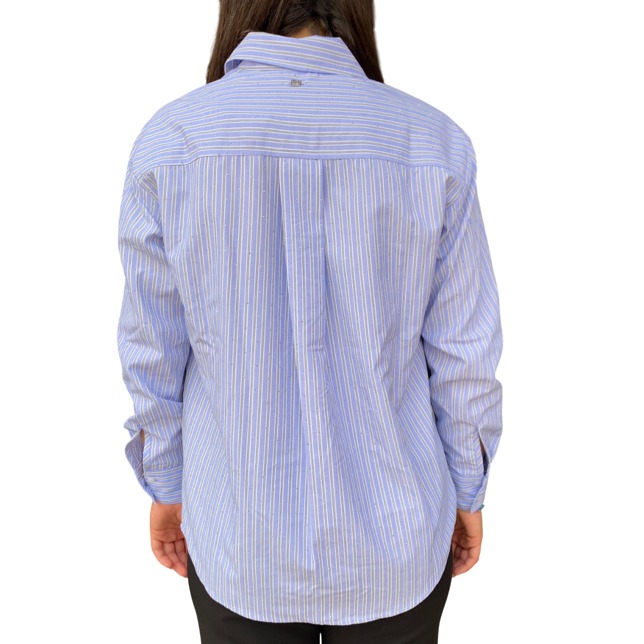 Gaudì Camicia Donna a Righe con Strass Celeste 521BD45001 - retro