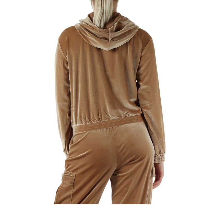Gaudì Felpa 521BD64007 2368 Beige: Felpa Donna in Ciniglia con Cappuccio - posteriore