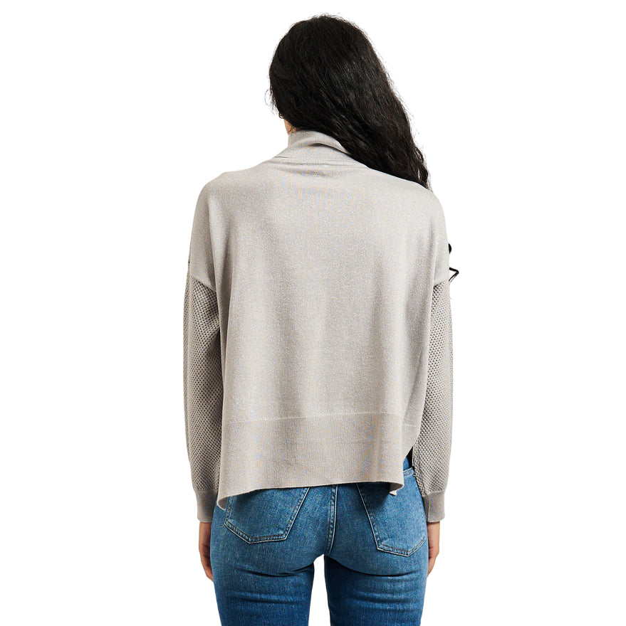 Gaudì Maglia Dolcevita Donna Lurex Grigia 521BD53051 2212| Maglione scintillante - posteriore